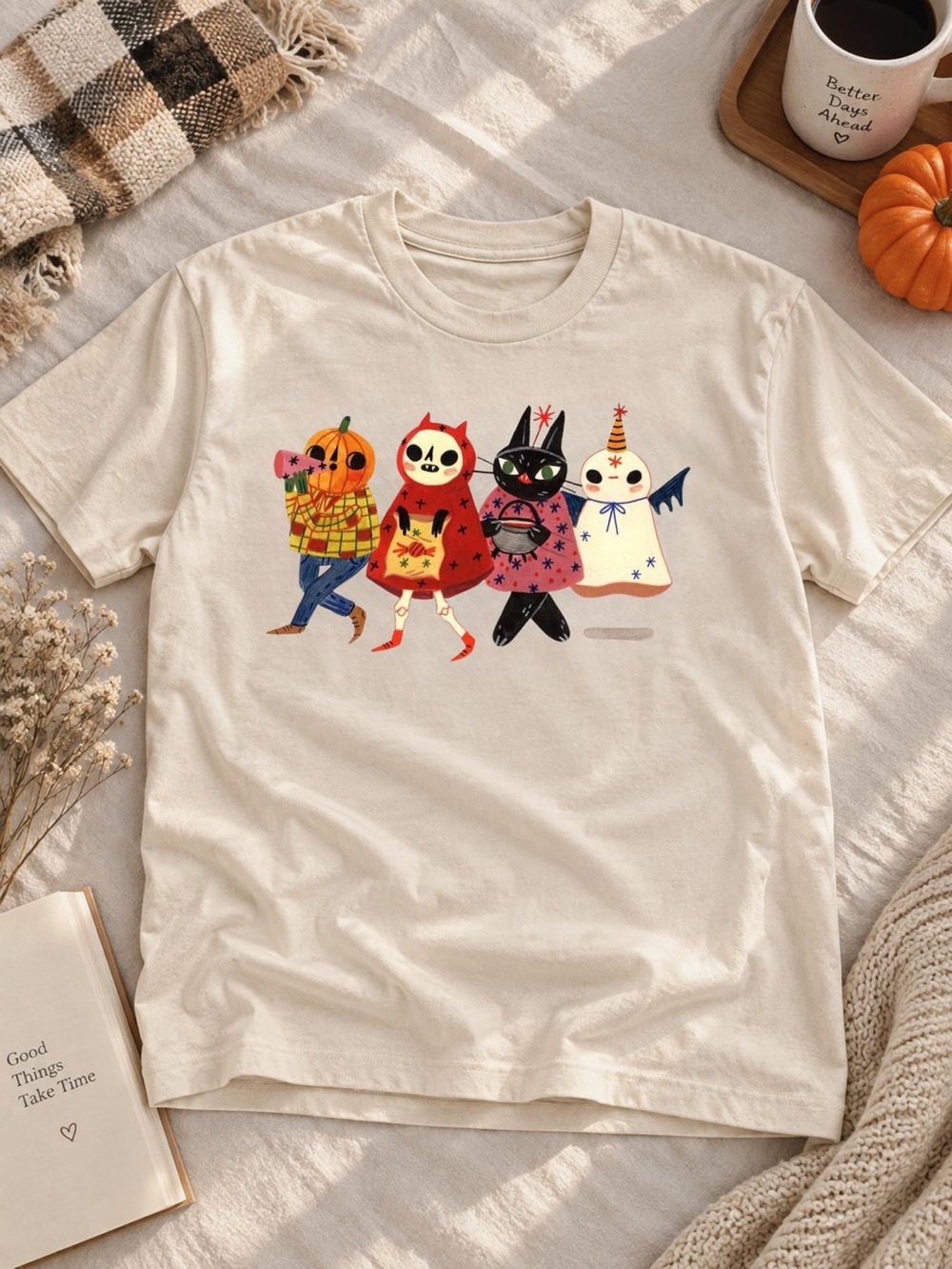 Halloween Crew Graphic Tee, Cute Spooky Fall Tee